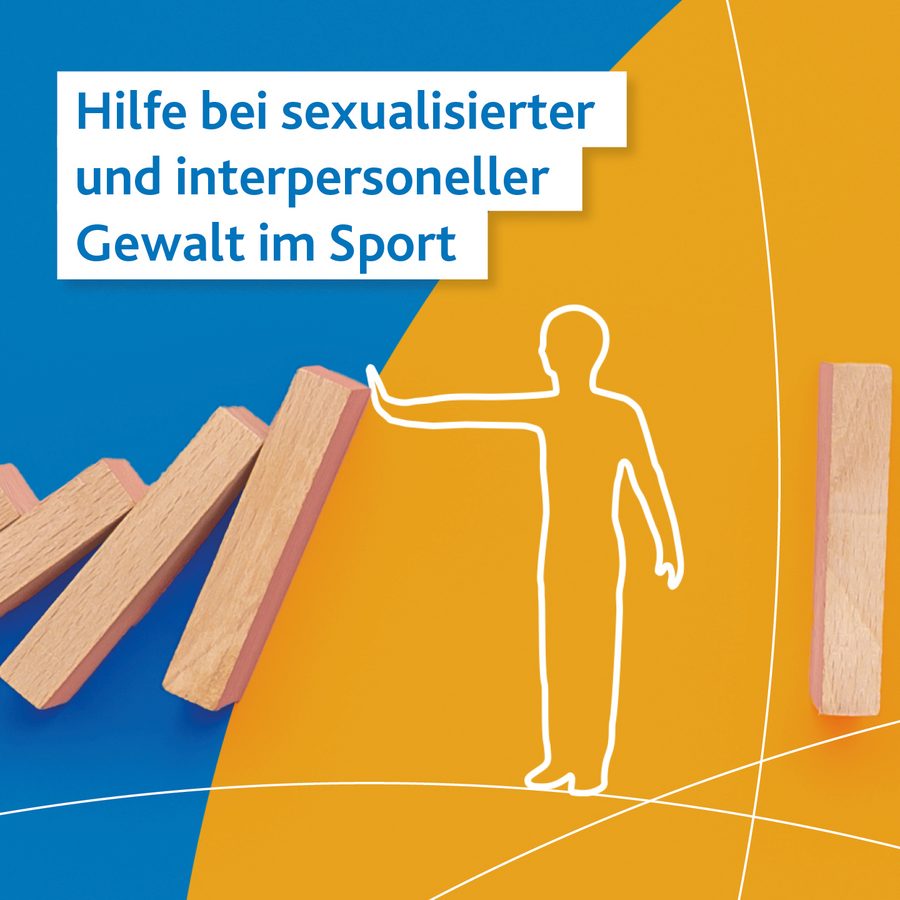 Person streckt hat aus zur Hilfe (Symbolbild) mit Schriftzug: Hilfe bei sexualisierter und interpersoneller Gewalt im Sport